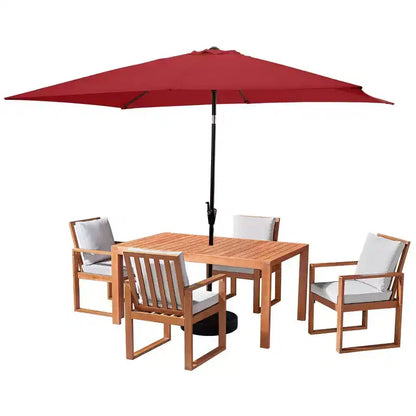 Set da pranzo da esterno 6 pz Alaterre Furniture, tavolo Weston con ombrellone rettangolare da 3 m