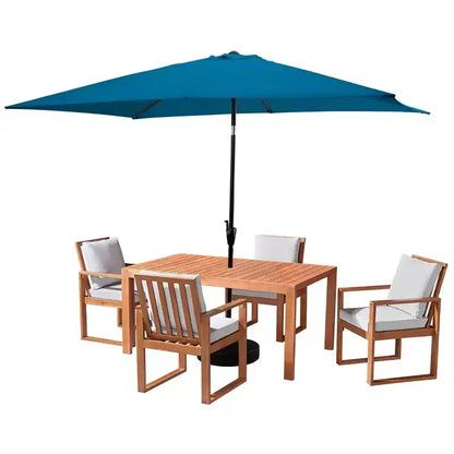 Set da pranzo da esterno 6 pz Alaterre Furniture, tavolo Weston con ombrellone rettangolare da 3 m