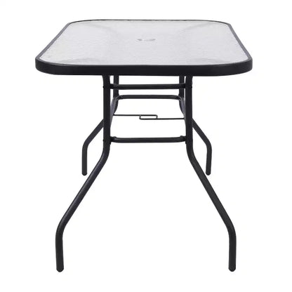 Set da pranzo da esterni Flash Furniture Brazos 5 pezzi di grado commerciale con tavolo da patio in vetro temperato e 4 sedie con sedute e schienali in materiale Flex Comfort