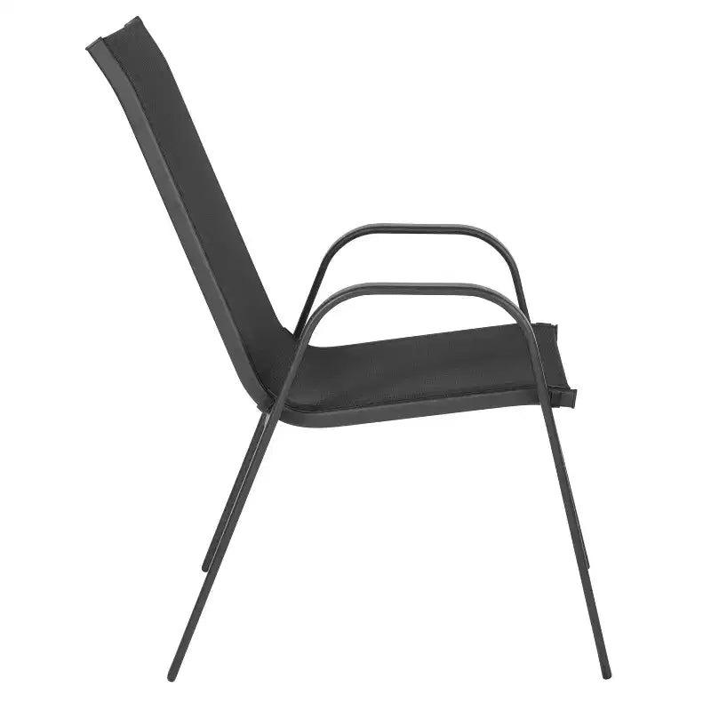 Set da pranzo da esterni Flash Furniture Brazos 5 pezzi di grado commerciale con tavolo da patio in vetro temperato e 4 sedie con sedute e schienali in materiale Flex Comfort