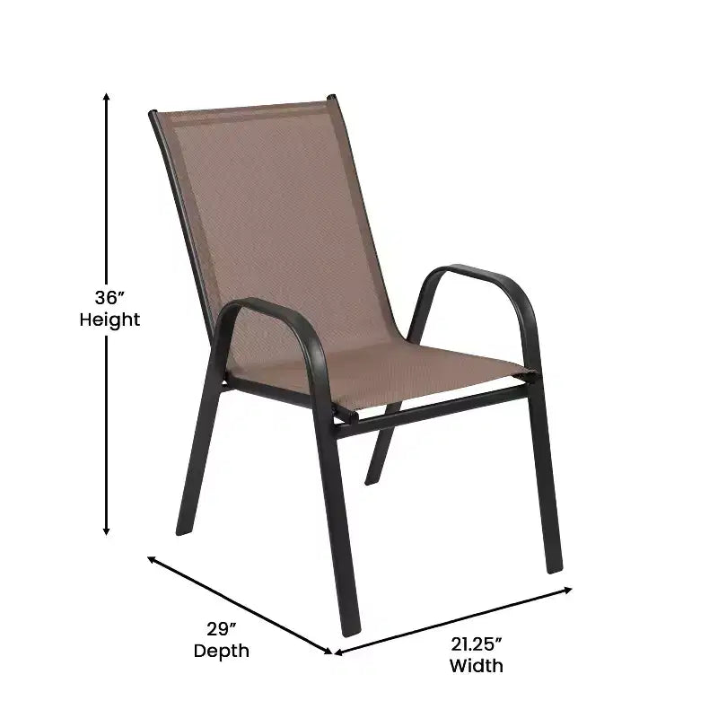 Set da pranzo da esterni Flash Furniture Brazos 5 pezzi di grado commerciale con tavolo da patio in vetro temperato e 4 sedie con sedute e schienali in materiale Flex Comfort