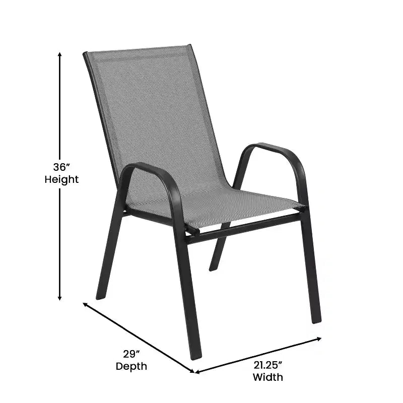 Set da pranzo da esterni Flash Furniture Brazos 5 pezzi di grado commerciale con tavolo da patio in vetro temperato e 4 sedie con sedute e schienali in materiale Flex Comfort