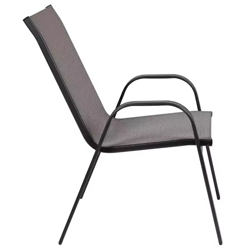 Set da pranzo da esterni Flash Furniture Brazos 5 pezzi di grado commerciale con tavolo da patio in vetro temperato e 4 sedie con sedute e schienali in materiale Flex Comfort
