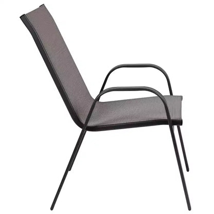 Set da pranzo da esterni Flash Furniture Brazos 5 pezzi di grado commerciale con tavolo da patio in vetro temperato e 4 sedie con sedute e schienali in materiale Flex Comfort
