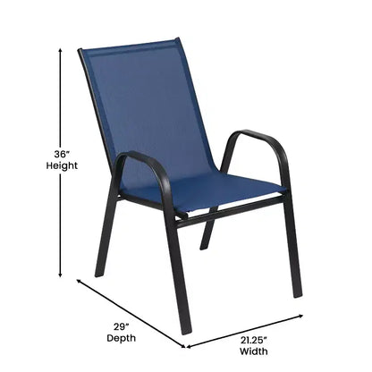 Set da pranzo da esterni Flash Furniture Brazos 5 pezzi di grado commerciale con tavolo da patio in vetro temperato e 4 sedie con sedute e schienali in materiale Flex Comfort