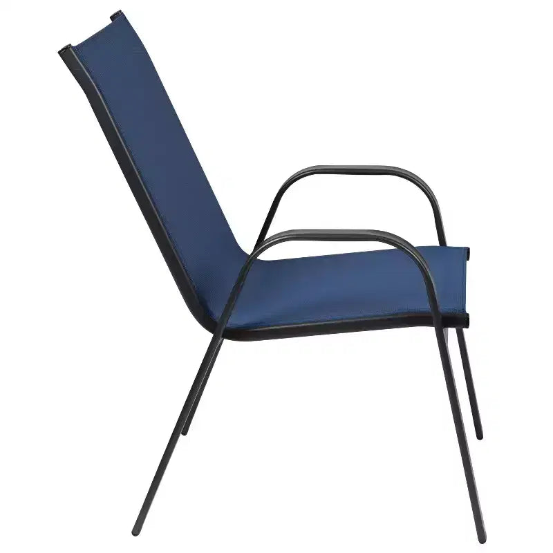 Set da pranzo da esterni Flash Furniture Brazos 5 pezzi di grado commerciale con tavolo da patio in vetro temperato e 4 sedie con sedute e schienali in materiale Flex Comfort