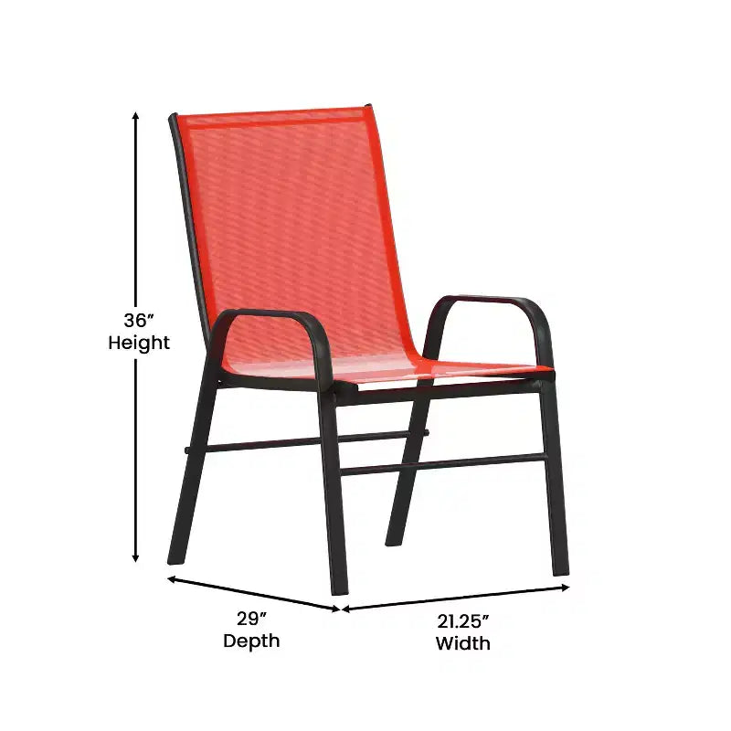 Set da pranzo da esterni Flash Furniture Brazos 5 pezzi di grado commerciale con tavolo da patio in vetro temperato e 4 sedie con sedute e schienali in materiale Flex Comfort