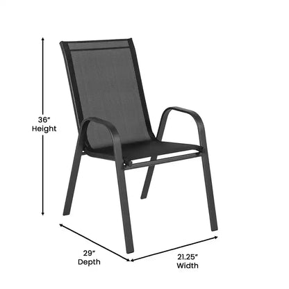 Set da pranzo da esterni Flash Furniture Brazos 5 pezzi di grado commerciale con tavolo da patio in vetro temperato e 4 sedie con sedute e schienali in materiale Flex Comfort