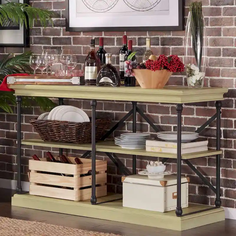 Dubrovnik Cornice Iron and Wood Entryway Console Table