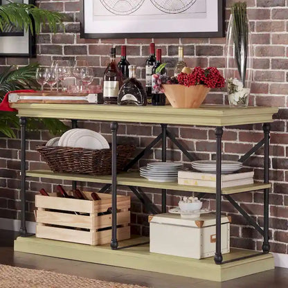 Dubrovnik Cornice Iron and Wood Entryway Console Table