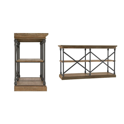 Dubrovnik Cornice Iron and Wood Entryway Console Table
