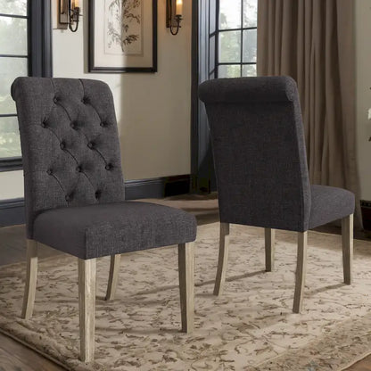 Krakova Tufted Rolled Back Parsons Chairs (Set of 2)