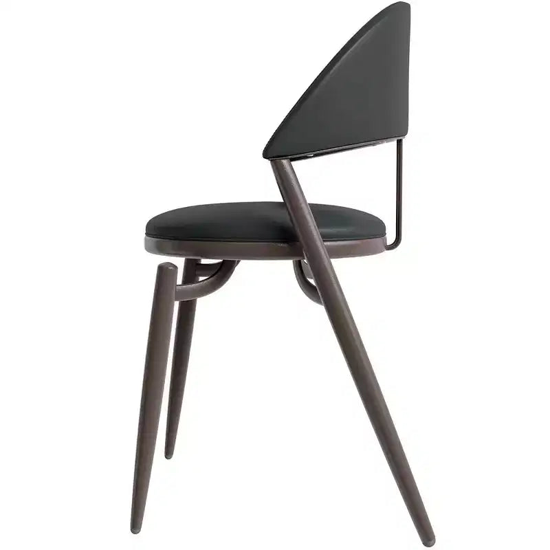 LeisureMod Venice Modern Leather Dining Chair, Open Back Upholstered Accent Side Chair, Metal Legs, Perfect for Mid-Century Dining Room, No Assembly