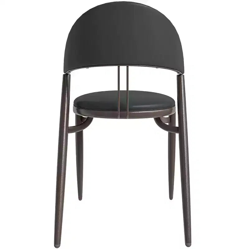 LeisureMod Venice Modern Leather Dining Chair, Open Back Upholstered Accent Side Chair, Metal Legs, Perfect for Mid-Century Dining Room, No Assembly