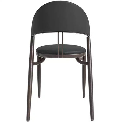 LeisureMod Venice Modern Leather Dining Chair, Open Back Upholstered Accent Side Chair, Metal Legs, Perfect for Mid-Century Dining Room, No Assembly