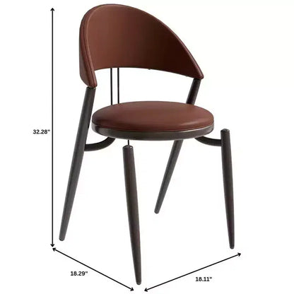 LeisureMod Venice Modern Leather Dining Chair, Open Back Upholstered Accent Side Chair, Metal Legs, Perfect for Mid-Century Dining Room, No Assembly