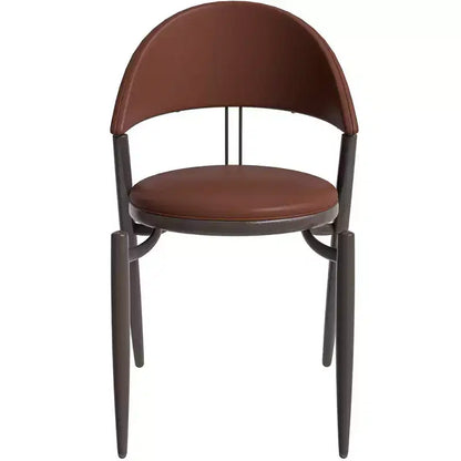 LeisureMod Venice Modern Leather Dining Chair, Open Back Upholstered Accent Side Chair, Metal Legs, Perfect for Mid-Century Dining Room, No Assembly