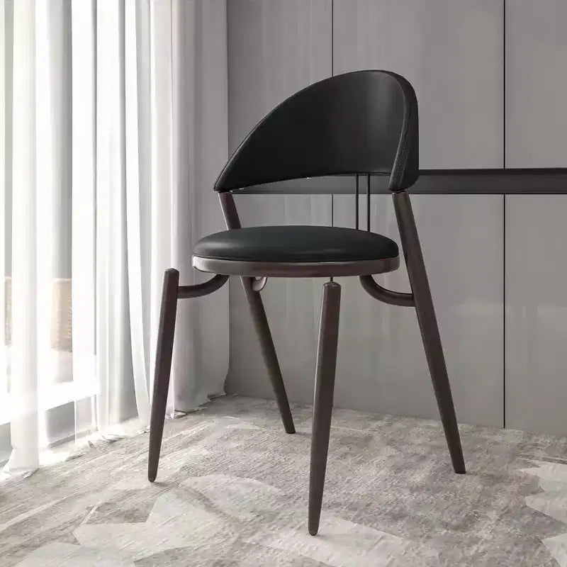 LeisureMod Venice Modern Leather Dining Chair, Open Back Upholstered Accent Side Chair, Metal Legs, Perfect for Mid-Century Dining Room, No Assembly