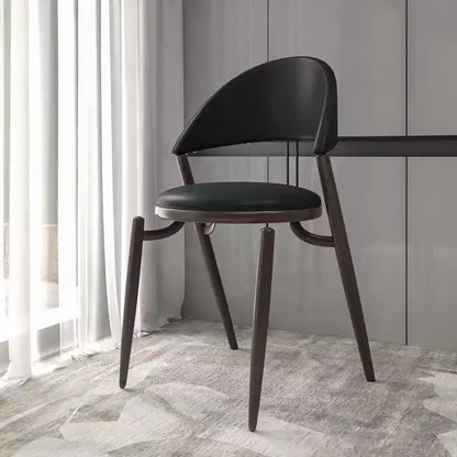 LeisureMod Venice Modern Leather Dining Chair, Open Back Upholstered Accent Side Chair, Metal Legs, Perfect for Mid-Century Dining Room, No Assembly