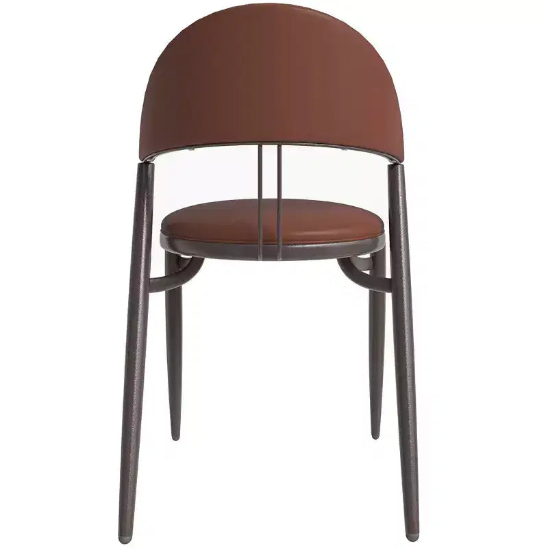 LeisureMod Venice Modern Leather Dining Chair, Open Back Upholstered Accent Side Chair, Metal Legs, Perfect for Mid-Century Dining Room, No Assembly