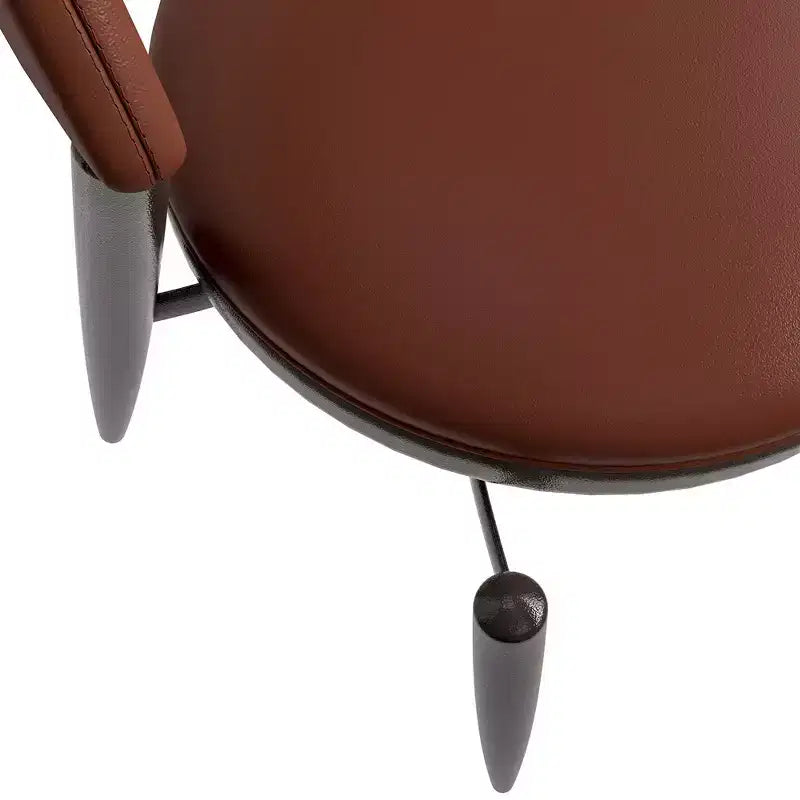 LeisureMod Venice Modern Leather Dining Chair, Open Back Upholstered Accent Side Chair, Metal Legs, Perfect for Mid-Century Dining Room, No Assembly