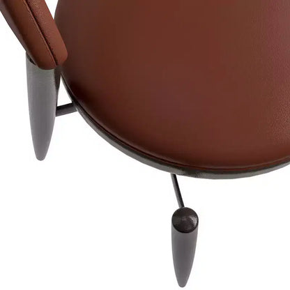 LeisureMod Venice Modern Leather Dining Chair, Open Back Upholstered Accent Side Chair, Metal Legs, Perfect for Mid-Century Dining Room, No Assembly