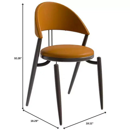 LeisureMod Venice Modern Leather Dining Chair, Open Back Upholstered Accent Side Chair, Metal Legs, Perfect for Mid-Century Dining Room, No Assembly