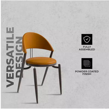 LeisureMod Venice Modern Leather Dining Chair, Open Back Upholstered Accent Side Chair, Metal Legs, Perfect for Mid-Century Dining Room, No Assembly