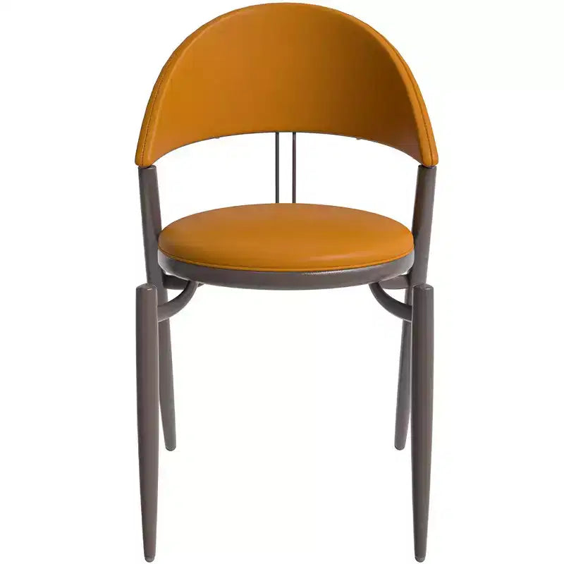 LeisureMod Venice Modern Leather Dining Chair, Open Back Upholstered Accent Side Chair, Metal Legs, Perfect for Mid-Century Dining Room, No Assembly