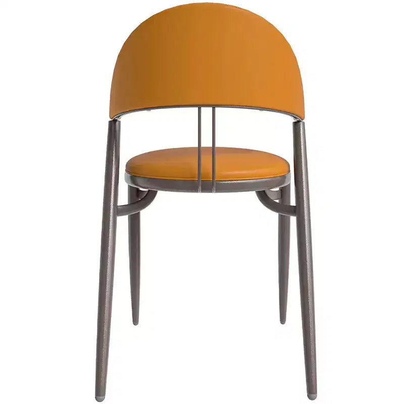LeisureMod Venice Modern Leather Dining Chair, Open Back Upholstered Accent Side Chair, Metal Legs, Perfect for Mid-Century Dining Room, No Assembly