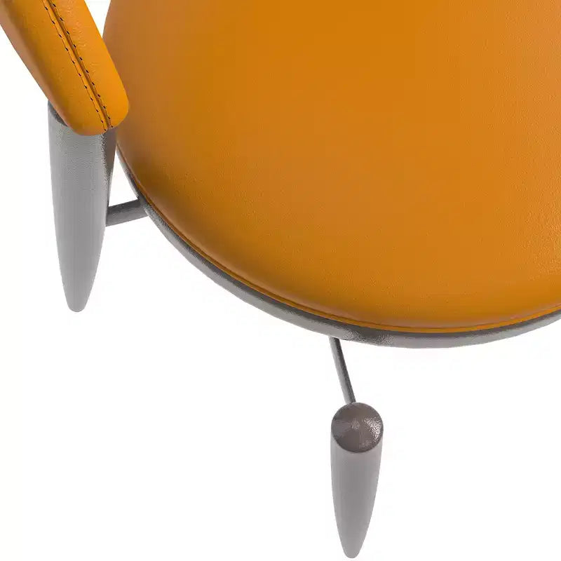 LeisureMod Venice Modern Leather Dining Chair, Open Back Upholstered Accent Side Chair, Metal Legs, Perfect for Mid-Century Dining Room, No Assembly
