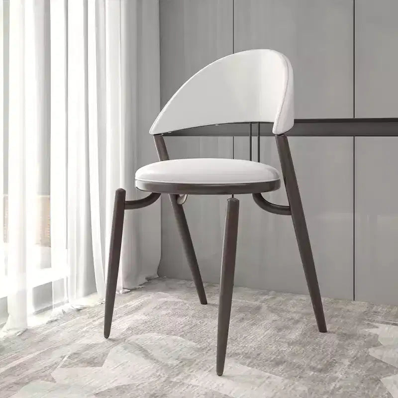 LeisureMod Venice Modern Leather Dining Chair, Open Back Upholstered Accent Side Chair, Metal Legs, Perfect for Mid-Century Dining Room, No Assembly