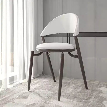LeisureMod Venice Modern Leather Dining Chair, Open Back Upholstered Accent Side Chair, Metal Legs, Perfect for Mid-Century Dining Room, No Assembly