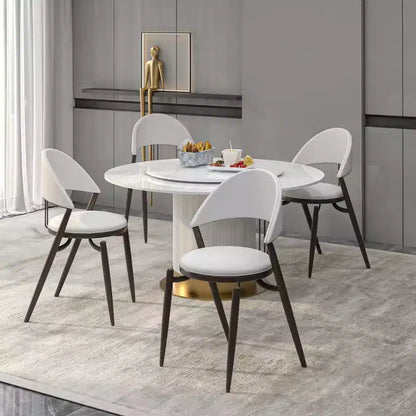 LeisureMod Venice Modern Leather Dining Chair, Open Back Upholstered Accent Side Chair, Metal Legs, Perfect for Mid-Century Dining Room, No Assembly