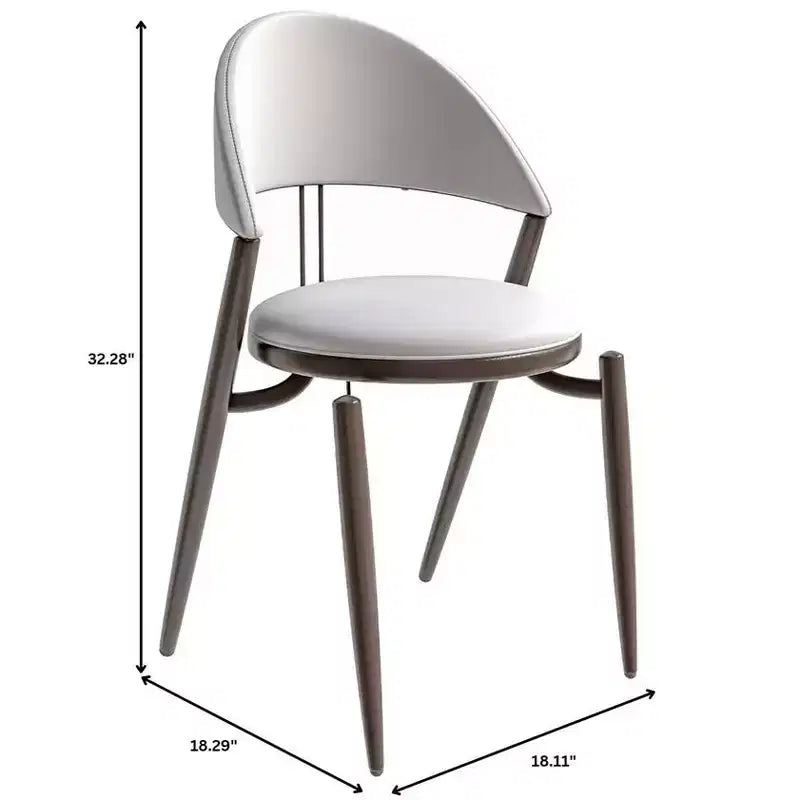 LeisureMod Venice Modern Leather Dining Chair, Open Back Upholstered Accent Side Chair, Metal Legs, Perfect for Mid-Century Dining Room, No Assembly