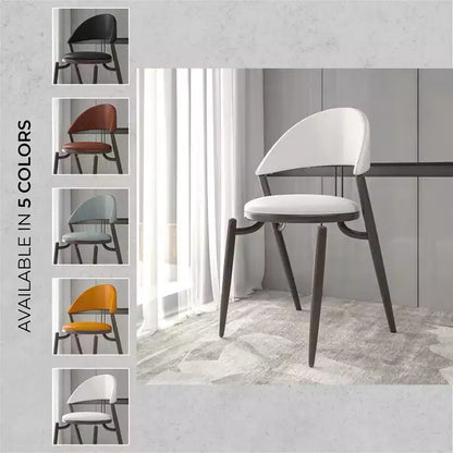 LeisureMod Venice Modern Leather Dining Chair, Open Back Upholstered Accent Side Chair, Metal Legs, Perfect for Mid-Century Dining Room, No Assembly