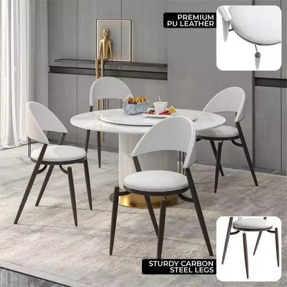 LeisureMod Venice Modern Leather Dining Chair, Open Back Upholstered Accent Side Chair, Metal Legs, Perfect for Mid-Century Dining Room, No Assembly