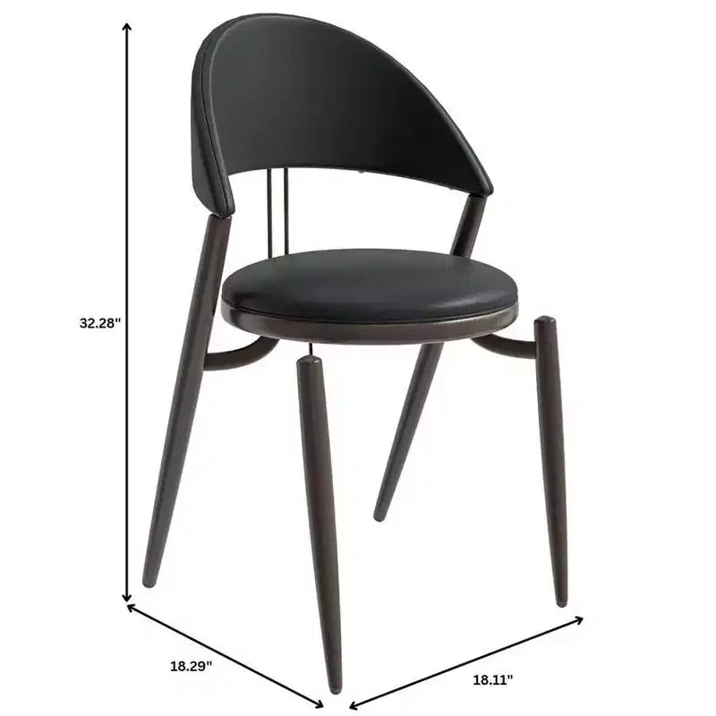 LeisureMod Venice Modern Leather Dining Chair, Open Back Upholstered Accent Side Chair, Metal Legs, Perfect for Mid-Century Dining Room, No Assembly