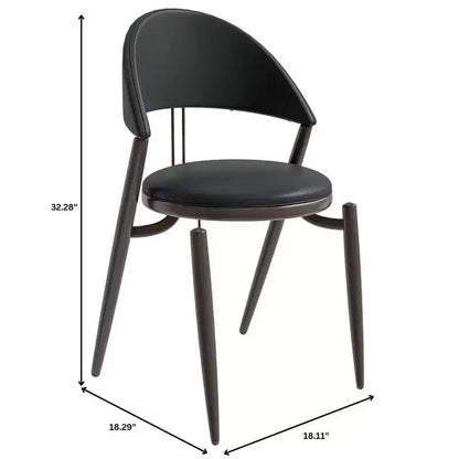 LeisureMod Venice Modern Leather Dining Chair, Open Back Upholstered Accent Side Chair, Metal Legs, Perfect for Mid-Century Dining Room, No Assembly