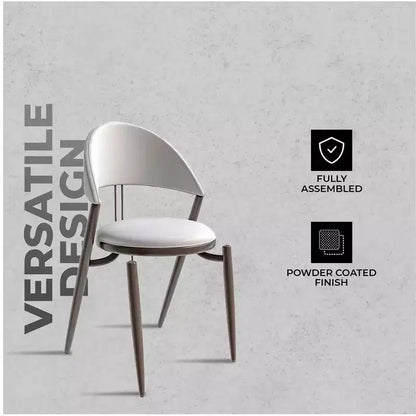 LeisureMod Venice Modern Leather Dining Chair, Open Back Upholstered Accent Side Chair, Metal Legs, Perfect for Mid-Century Dining Room, No Assembly