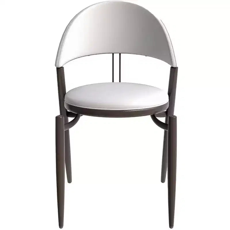 LeisureMod Venice Modern Leather Dining Chair, Open Back Upholstered Accent Side Chair, Metal Legs, Perfect for Mid-Century Dining Room, No Assembly