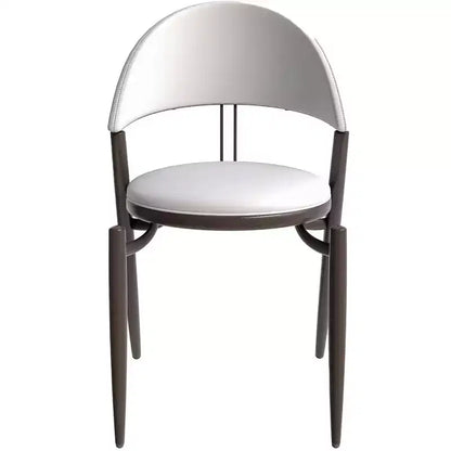 LeisureMod Venice Modern Leather Dining Chair, Open Back Upholstered Accent Side Chair, Metal Legs, Perfect for Mid-Century Dining Room, No Assembly