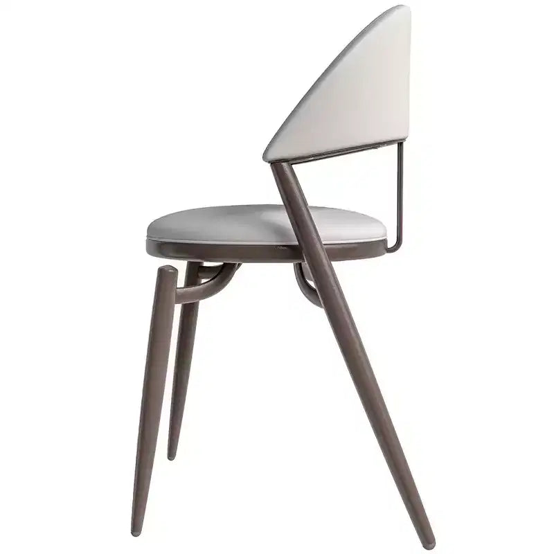 LeisureMod Venice Modern Leather Dining Chair, Open Back Upholstered Accent Side Chair, Metal Legs, Perfect for Mid-Century Dining Room, No Assembly