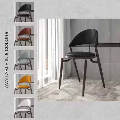 LeisureMod Venice Modern Leather Dining Chair, Open Back Upholstered Accent Side Chair, Metal Legs, Perfect for Mid-Century Dining Room, No Assembly