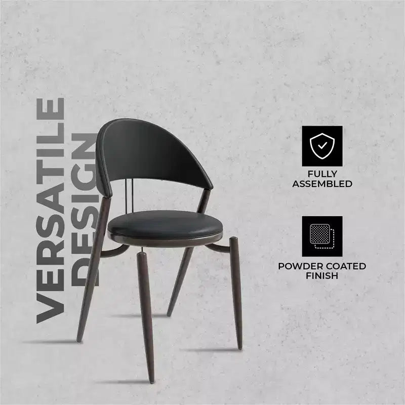 LeisureMod Venice Modern Leather Dining Chair, Open Back Upholstered Accent Side Chair, Metal Legs, Perfect for Mid-Century Dining Room, No Assembly