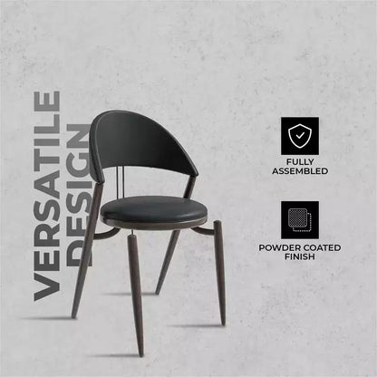 LeisureMod Venice Modern Leather Dining Chair, Open Back Upholstered Accent Side Chair, Metal Legs, Perfect for Mid-Century Dining Room, No Assembly