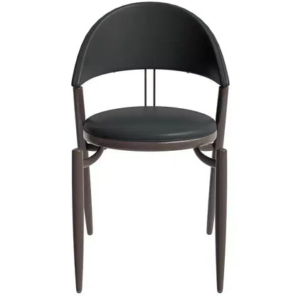 LeisureMod Venice Modern Leather Dining Chair, Open Back Upholstered Accent Side Chair, Metal Legs, Perfect for Mid-Century Dining Room, No Assembly