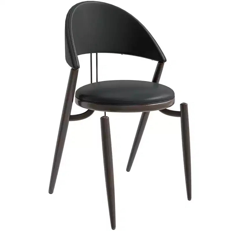 LeisureMod Venice Modern Leather Dining Chair, Open Back Upholstered Accent Side Chair, Metal Legs, Perfect for Mid-Century Dining Room, No Assembly