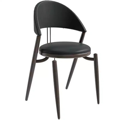LeisureMod Venice Modern Leather Dining Chair, Open Back Upholstered Accent Side Chair, Metal Legs, Perfect for Mid-Century Dining Room, No Assembly