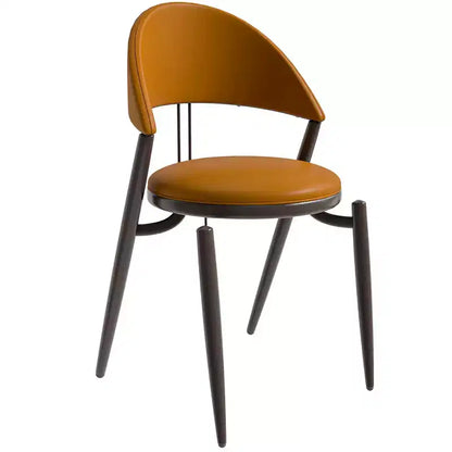 LeisureMod Venice Modern Leather Dining Chair, Open Back Upholstered Accent Side Chair, Metal Legs, Perfect for Mid-Century Dining Room, No Assembly